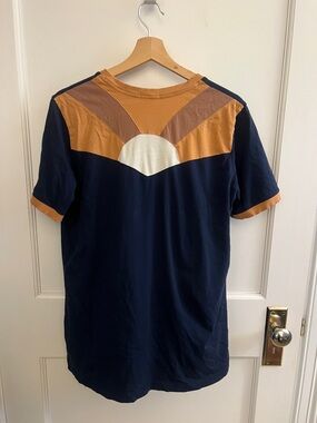The Bee and The Fox Women's Navy Blue T-Shirt with mustard yellow Trim